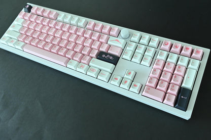White Pink Sakura Cherry Blossom Japanese Keycap Set