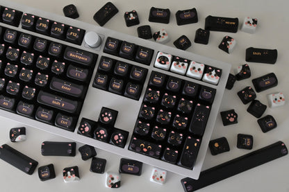 Cute Milk Black Cat Gaming Keycap Set