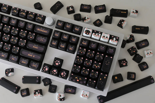 Cute Milk Black Cat Gaming Keycap Set