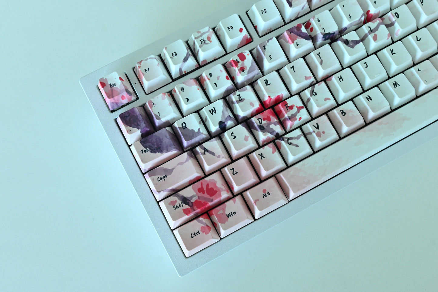 Red Sakura Cherry Blossom Keycap Set