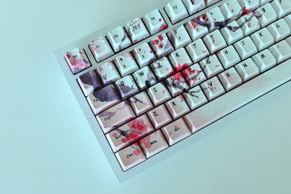 Red Sakura Cherry Blossom Keycap Set