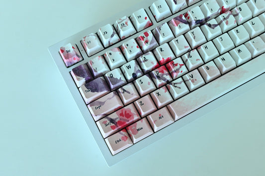 Red Sakura Cherry Blossom Keycap Set