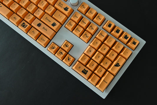 Cute Orange Black Cat Gaming Keycap Set