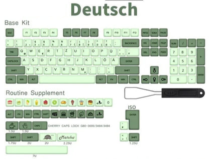 Matcha Green Keycaps French German Japanese Spanish