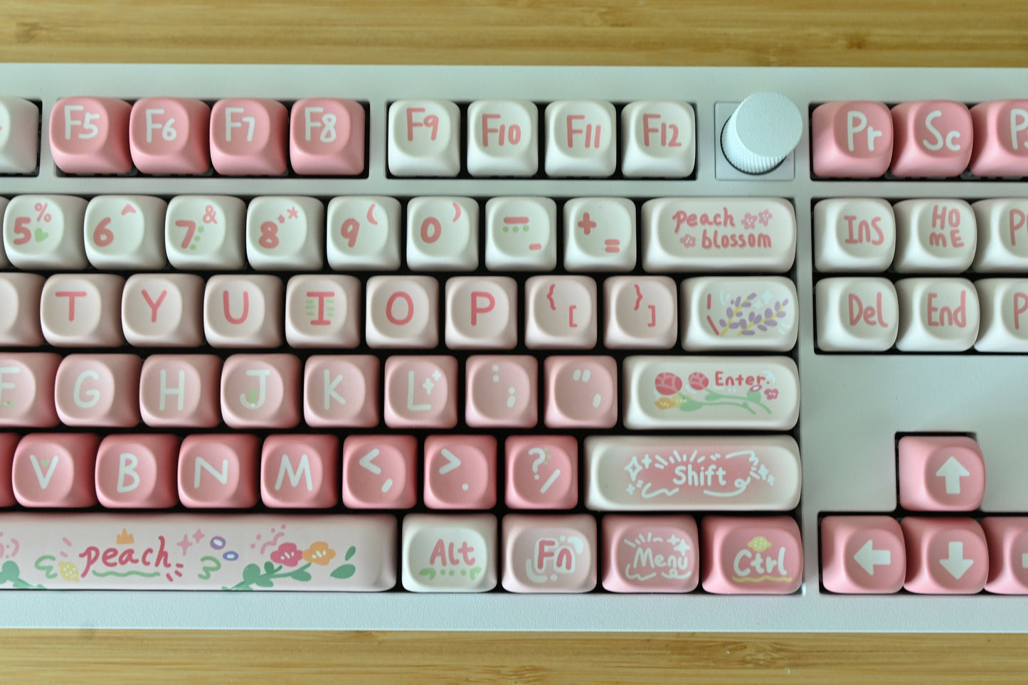 Cute Pink Strawberry Peach Theme Keycap Set