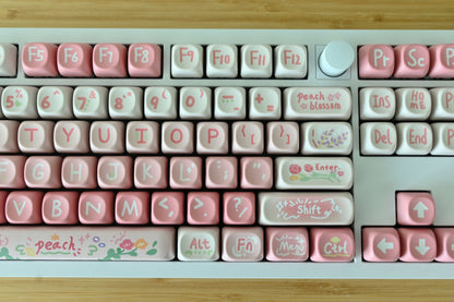 Cute Pink Strawberry Peach Theme Keycap Set