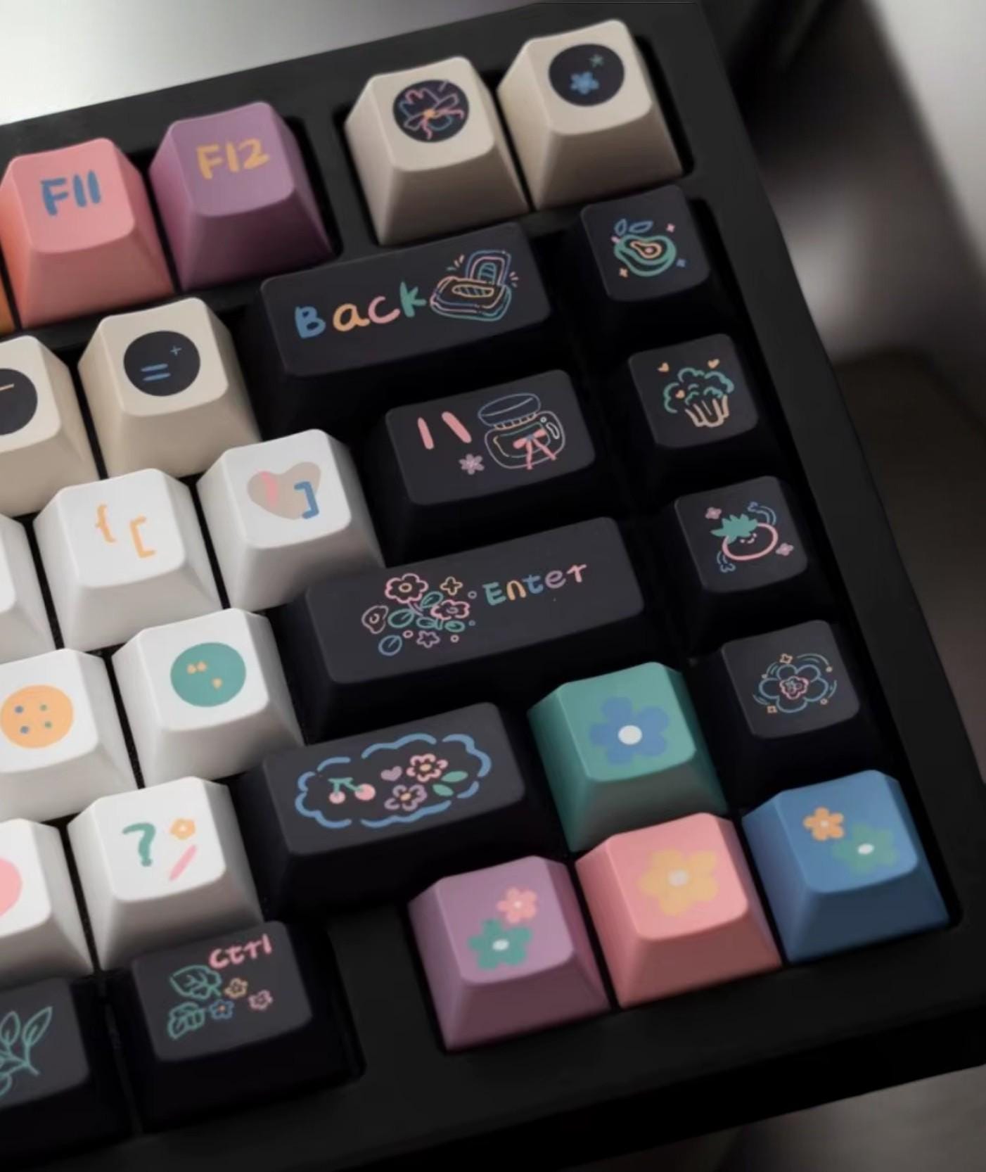 Cute Neon Rainbow Dessert Keycap Set