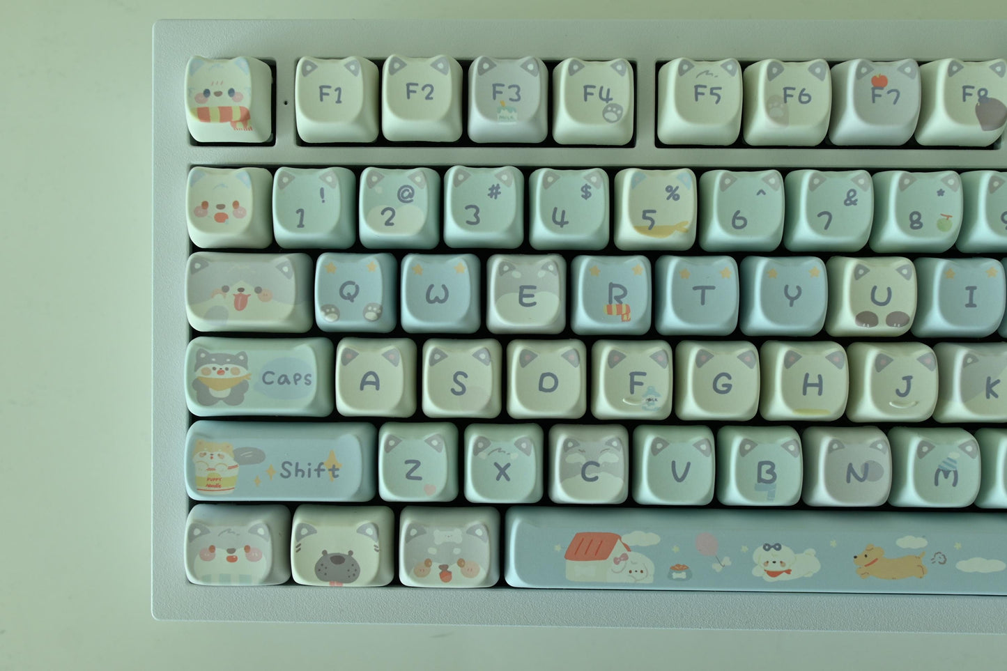 Cute Dog in the Clouds Sky Keycap Set