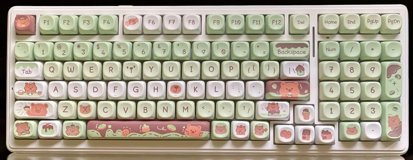 Matcha Chocolate Bear Cafe Theme Keycap Set