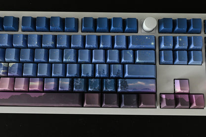 Purple Starry Winter Night Backlit Side Print Keycap Set
