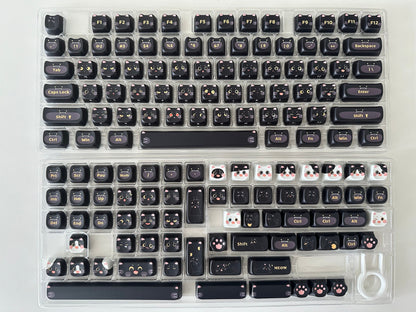 Cute Milk Black Cat Gaming Keycap Set