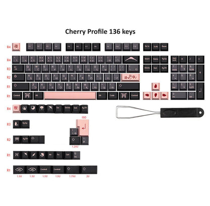 Night Sakura Japanese Theme Keycap Set