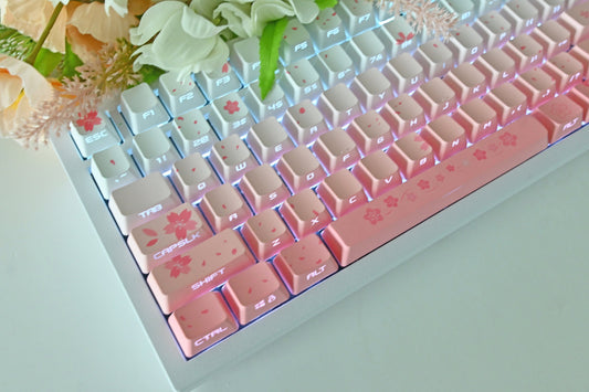 Backlit Soft Pink Cherry Blossom Keycap Set