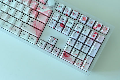 Red Sakura Cherry Blossom Keycap Set