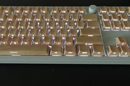 Backlit Birch Wood Imitation Keycap Set