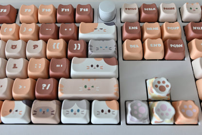 Cute Brown Cat Keycap Set