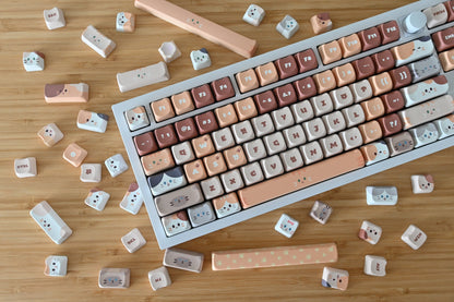 Cute Brown Cat Keycap Set