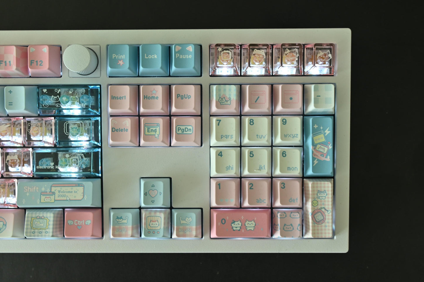 Retro Cyberpunk Cat Keycap Set