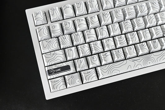 Backlit White Contour Waves Lines Keycap Set
