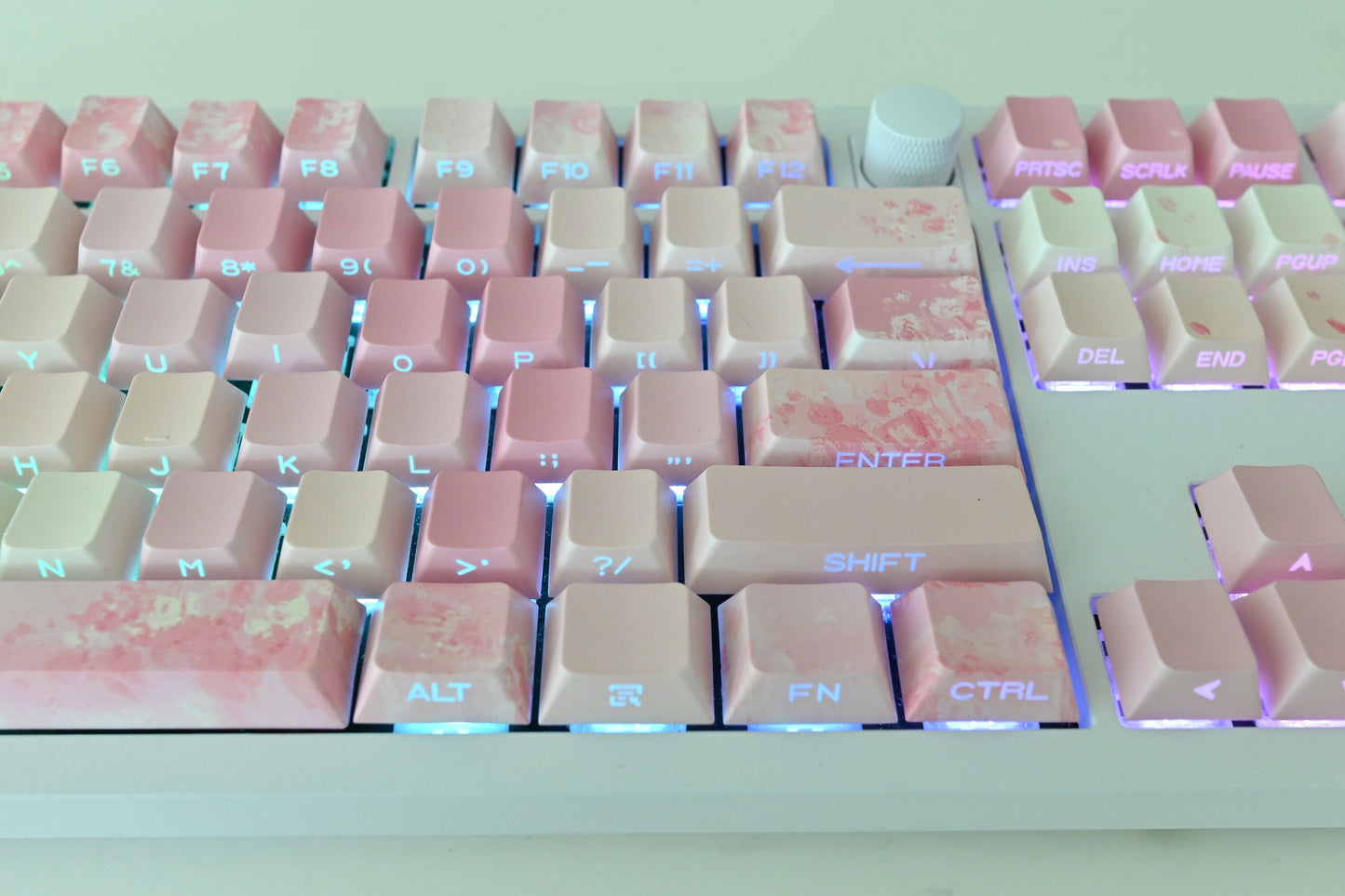 Pink Sakura Cherry Blossom Backlit Side Print Keycap Set