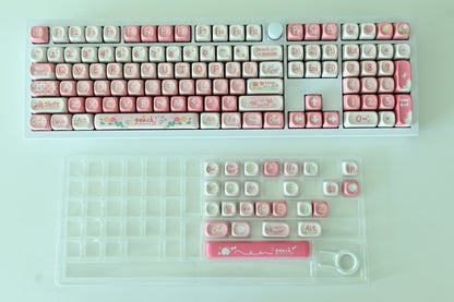 Cute Pink Strawberry Peach Theme Keycap Set