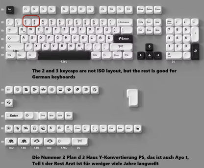 Black and White Japan Theme Keycap Set (German Layout)