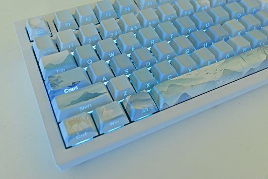 Blue Mountain Lake Watercolor Chinese Scenery Keycap Set