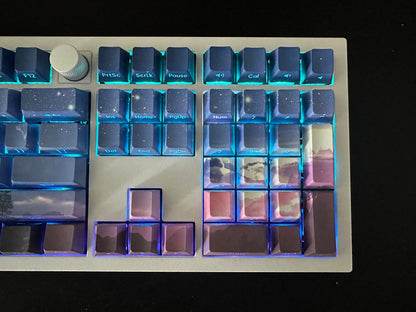 Purple Starry Winter Night Backlit Side Print Keycap Set