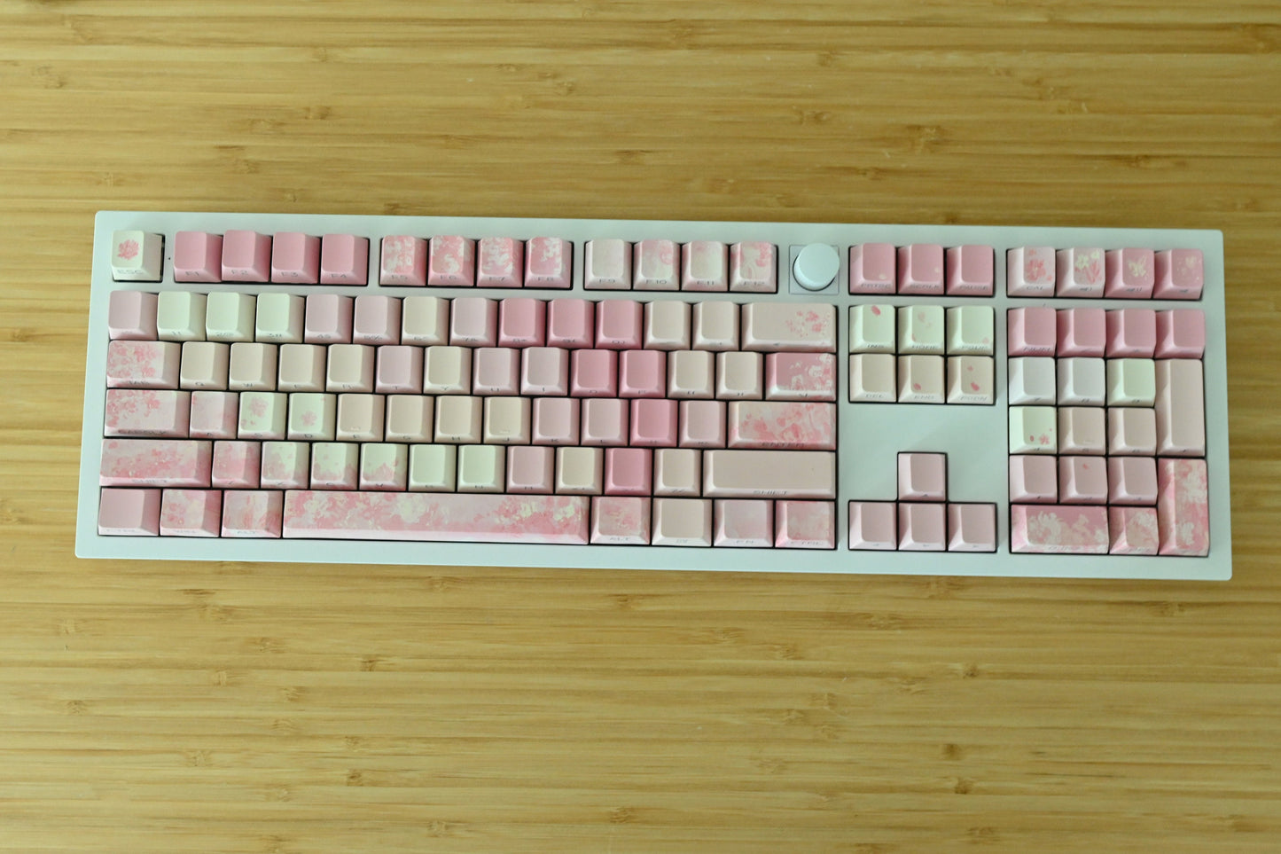 Pink Sakura Cherry Blossom Backlit Side Print Keycap Set