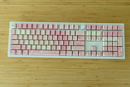 Pink Sakura Cherry Blossom Backlit Side Print Keycap Set