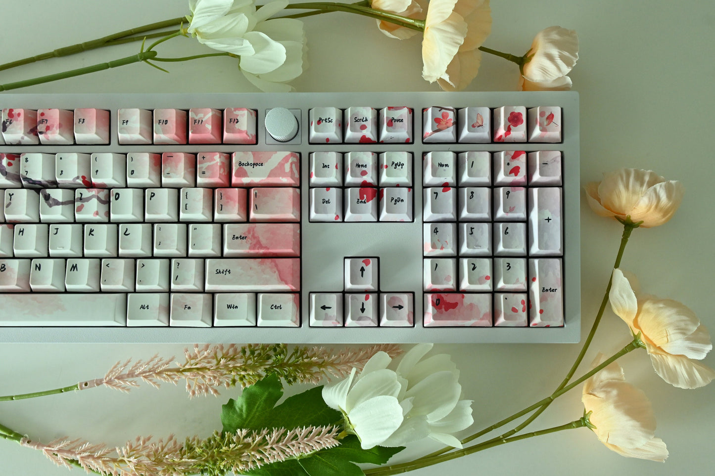 Red Sakura Cherry Blossom Keycap Set