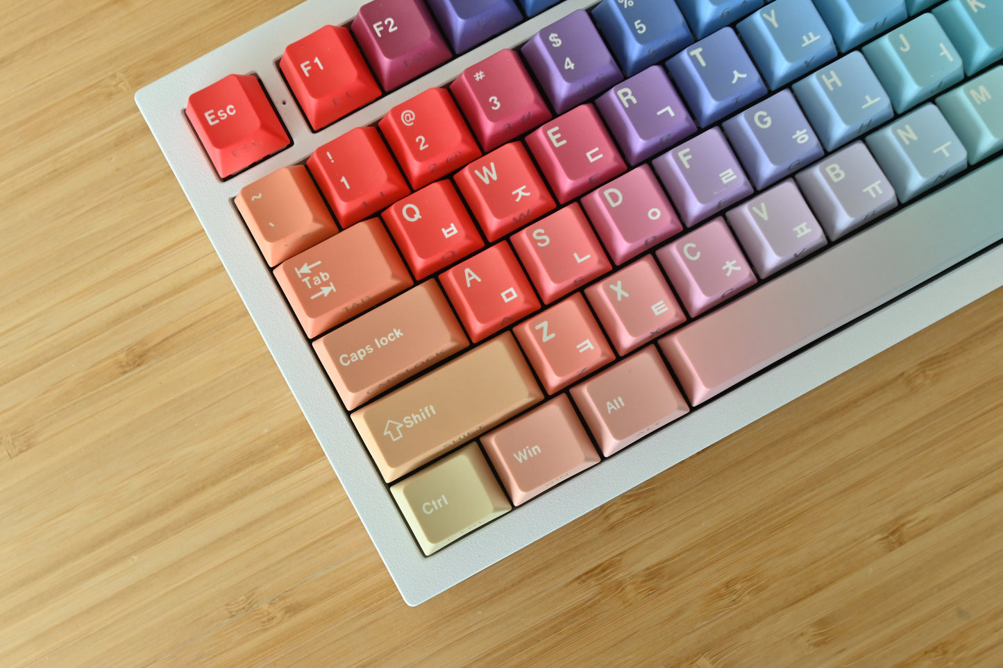 Backlit Rainbow Candy Gradient Keycap Set, Korean Hangul letters