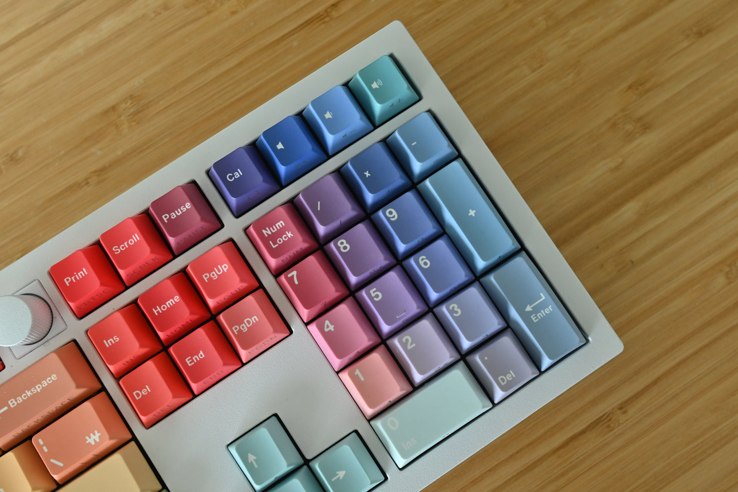 Backlit Rainbow Candy Gradient Keycap Set, Korean Hangul letters
