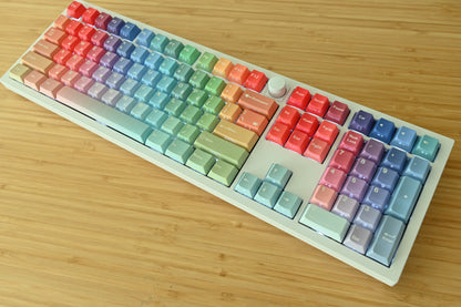Backlit Rainbow Candy Gradient Keycap Set, Korean Hangul letters