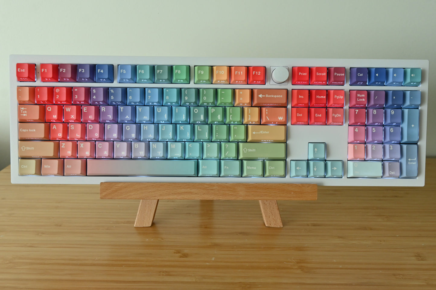 Backlit Rainbow Candy Gradient Keycap Set, Korean Hangul letters