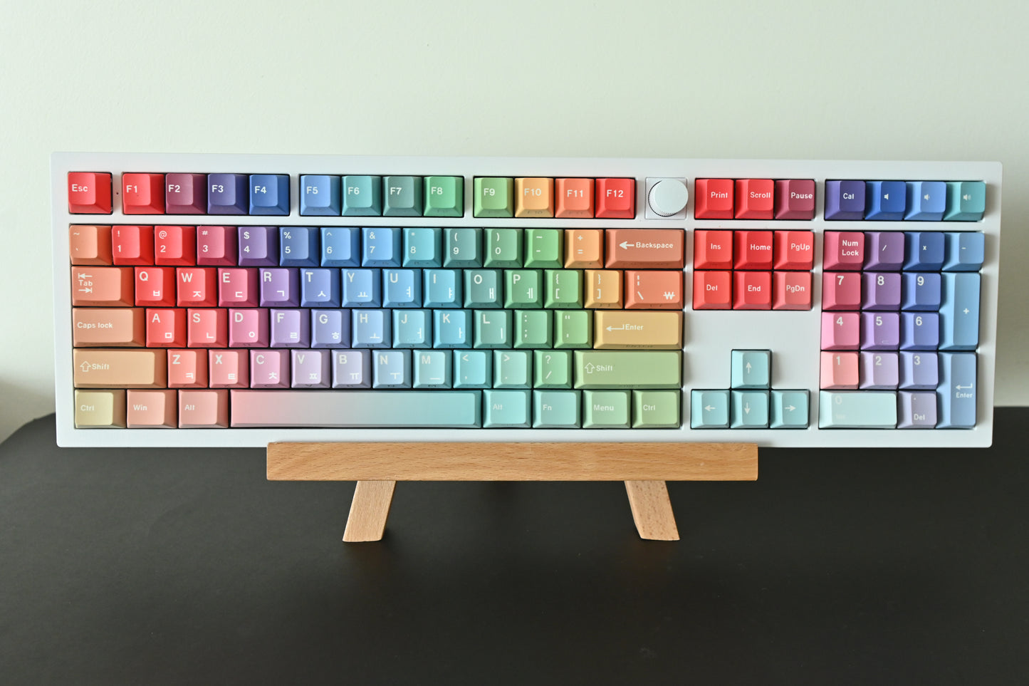 Backlit Rainbow Candy Gradient Keycap Set, Korean Hangul letters
