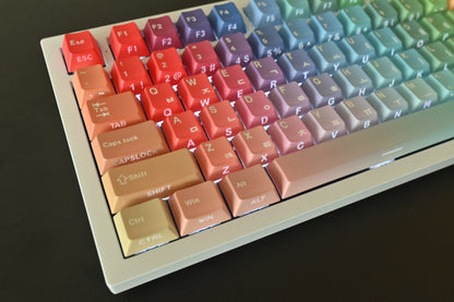 Backlit Rainbow Candy Gradient Keycap Set, Korean Hangul letters