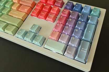 Backlit Rainbow Candy Gradient Keycap Set, Korean Hangul letters