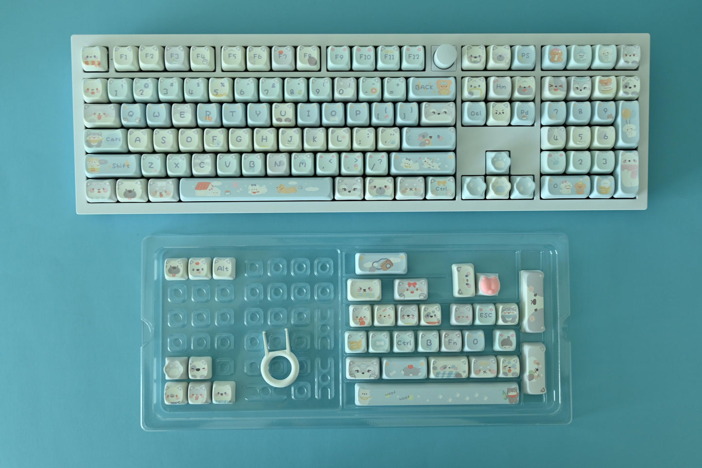 Cute Dog in the Clouds Sky Keycap Set