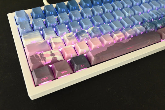 Purple Starry Winter Night Backlit Side Print Keycap Set