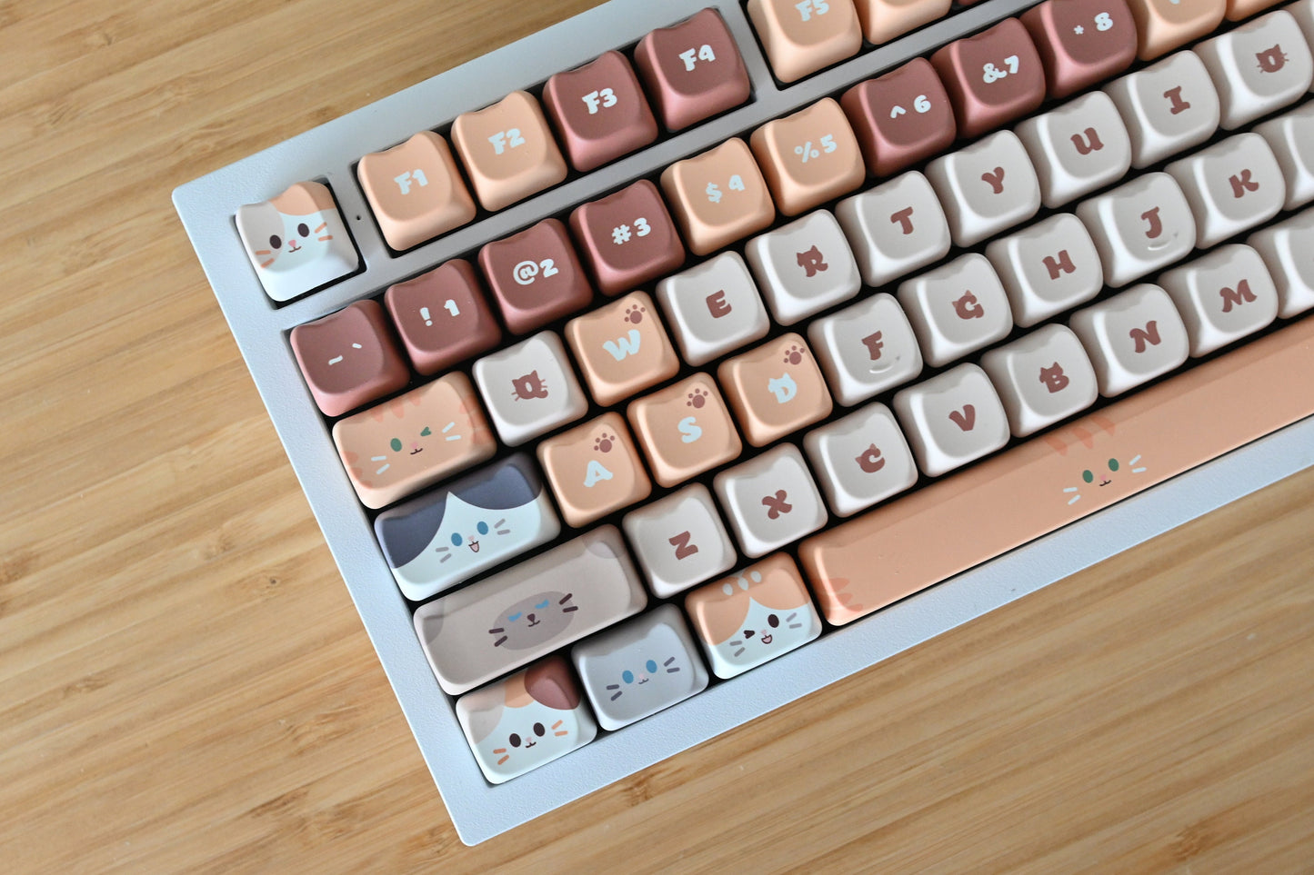 Cute Brown Cat Keycap Set