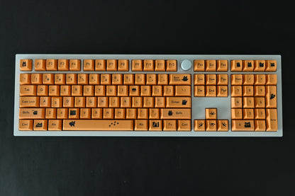Cute Orange Black Cat Gaming Keycap Set
