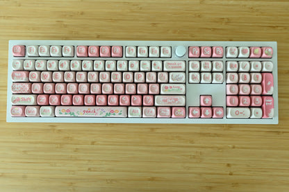 Cute Pink Strawberry Peach Theme Keycap Set
