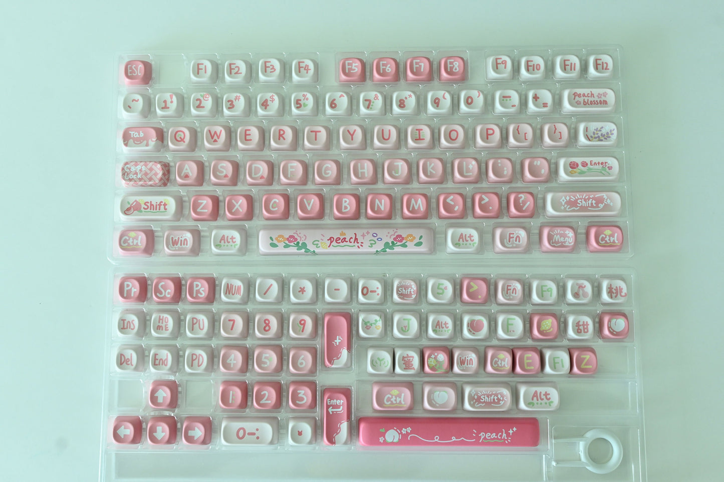 Cute Pink Strawberry Peach Theme Keycap Set