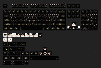 Cute Milk Black Cat Gaming Keycap Set