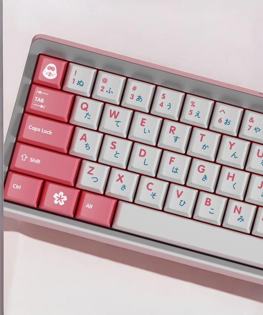 Bright Pink Sakura Cherry Blossom Japanese Keycap Set