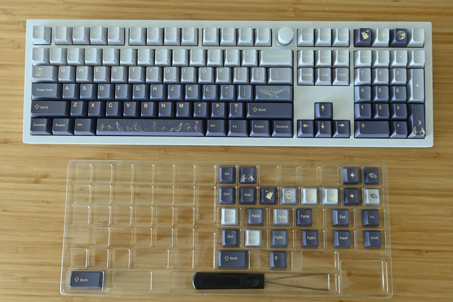 Starry Blue Moon Night Sky Mountain Theme Keycap Set