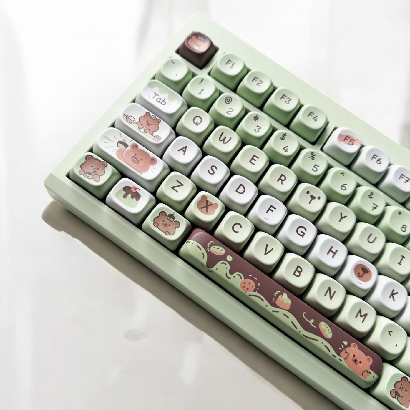 Matcha Chocolate Bear Cafe Theme Keycap Set