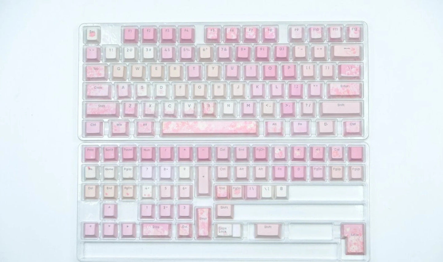 Pink Sakura Cherry Blossom Backlit Side Print Keycap Set