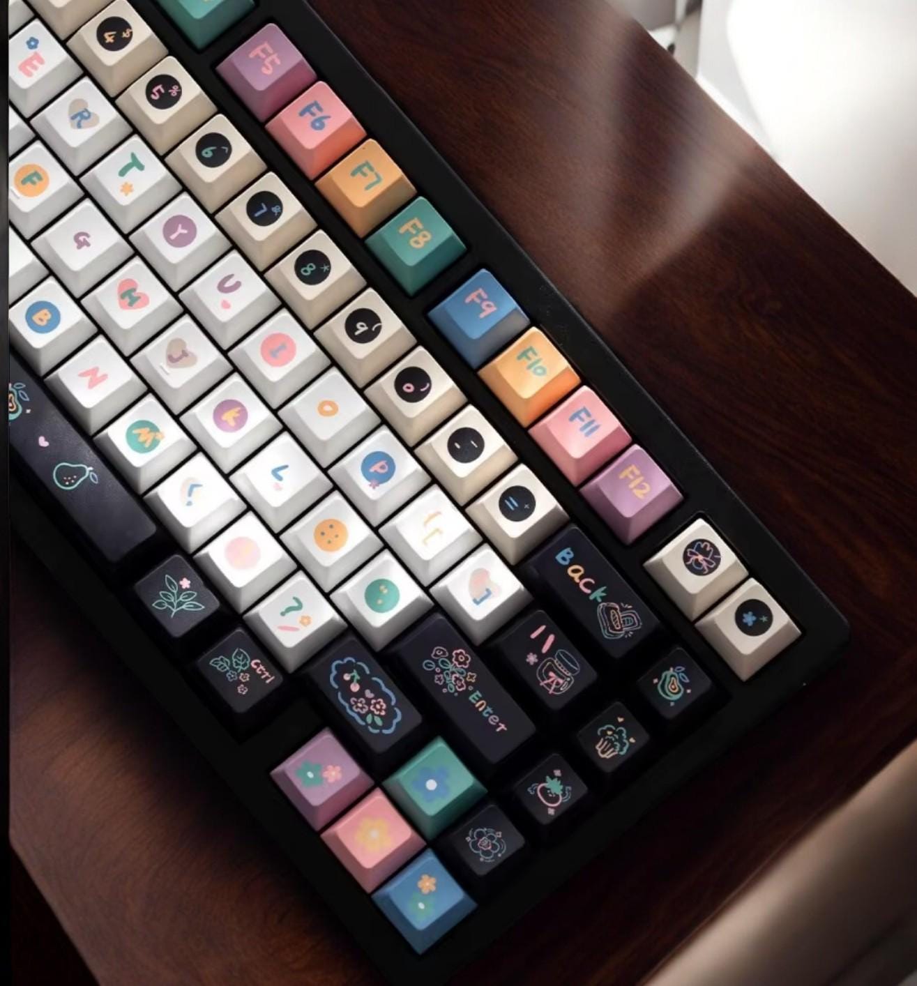 Cute Neon Rainbow Dessert Keycap Set